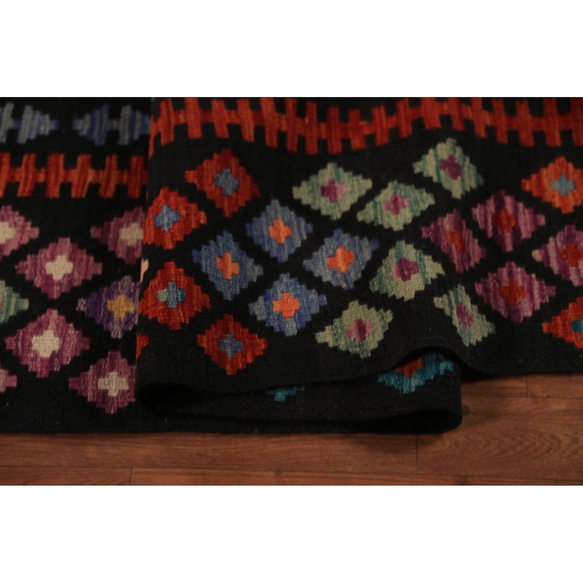 Reversable Kilim Oriental Area Rug HandWoven Orange Wool Carpet 9'11