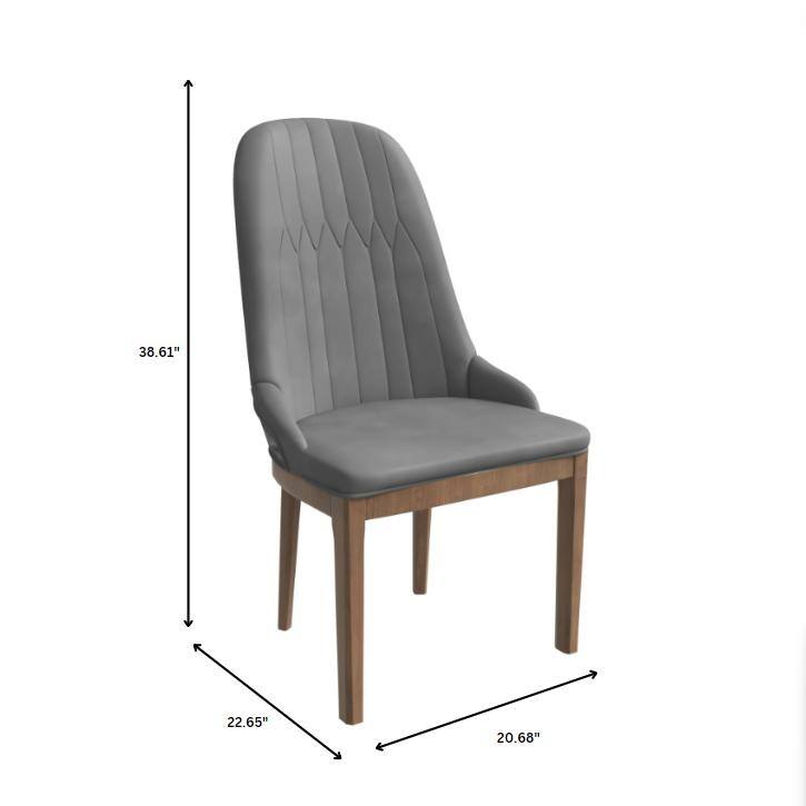 Leather Dining Chair with Rubberwood Legs Side Charis Sleek Diamond Stitching Back