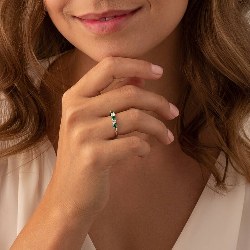 Sterling Silver 0.5 ct Created Emerald Stackable Ring