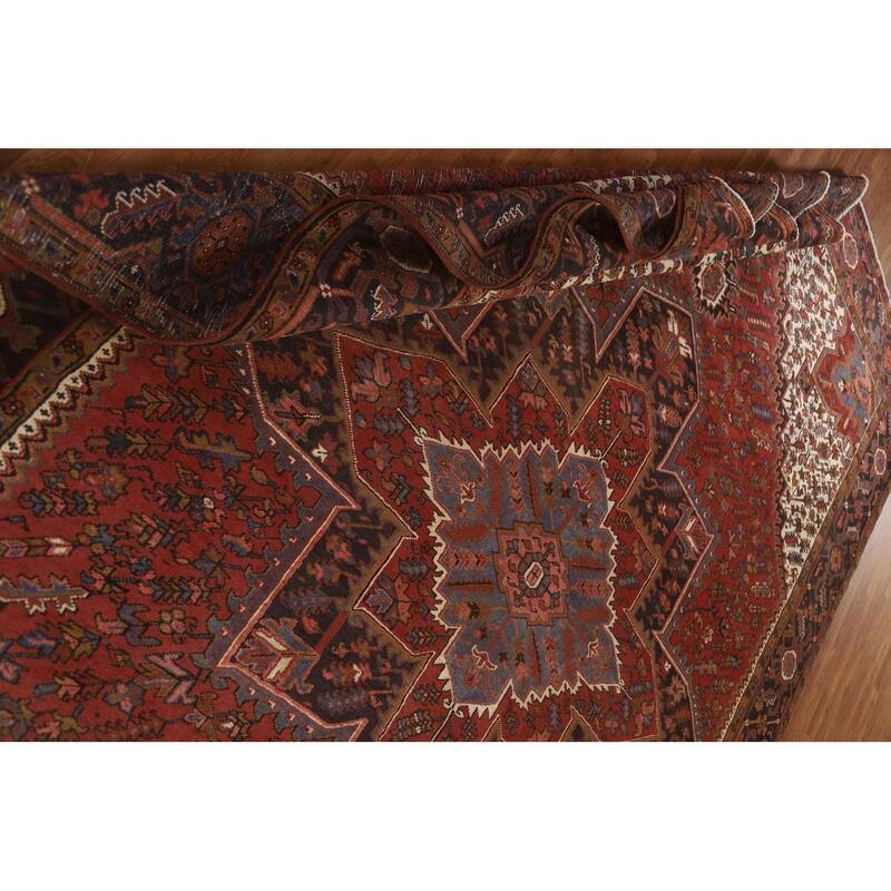 Hand Knotted Oriental 100% Wool Carpet Traditional Medallion Red Heriz Area Rug - 12' 8'' X 9' 10''