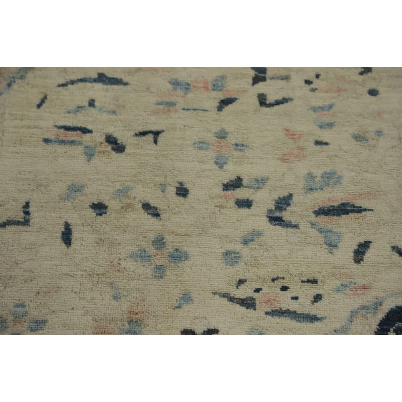 Hand Knotted Traditional Wool Beige Geometric Area Rug - 9' 3'' X 8' 3''
