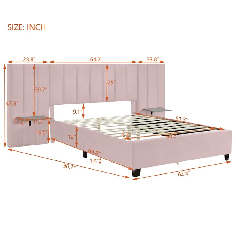Velvet Upholstered Platform Bed