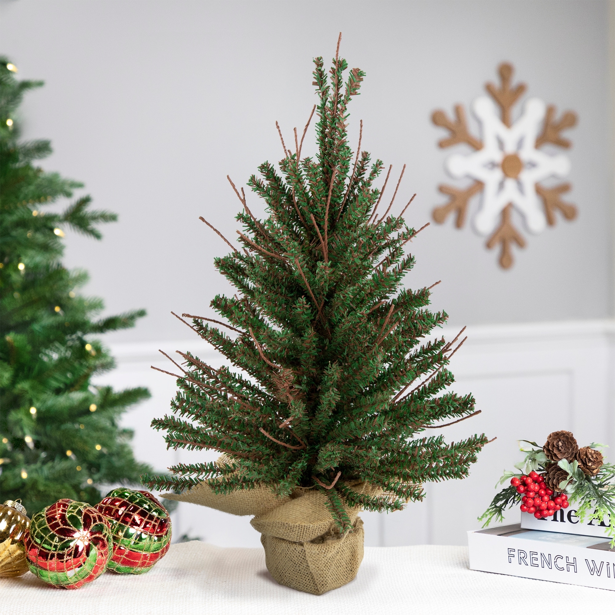 Medium Warsaw Twig Artificial Christmas Tree in Burlap Base 18" Unlit - 1.5 Foot