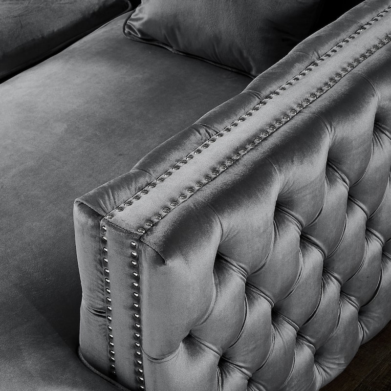 Dante Velvet Chaise Sectional Sofa