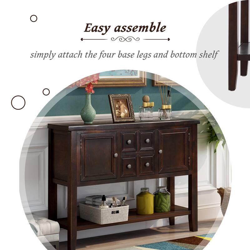 Buffet Table, Sideboard Table with Bottom Shelf, Console Table Dining Room Server, Buffet Cabinet Entry Sofa Table