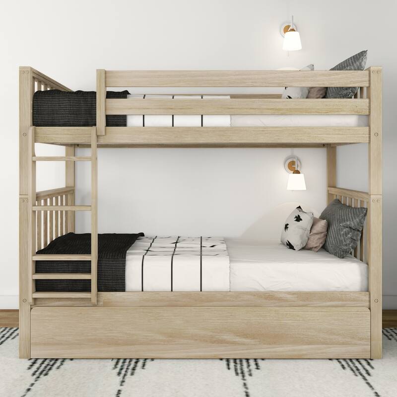 Scandinavian Twin Over Twin Bunk Bed With Twin-Size Trundle