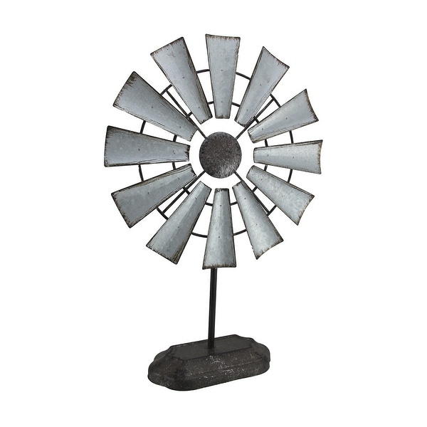 Shop Distressed Galvanized Finish Metal Tabletop Windmill ...