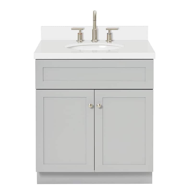 Ariel F031SWQOVO Hamlet 31" Free Standing Single Basin Vanity Set with - Grey / Pure White Top - Ash Finish
