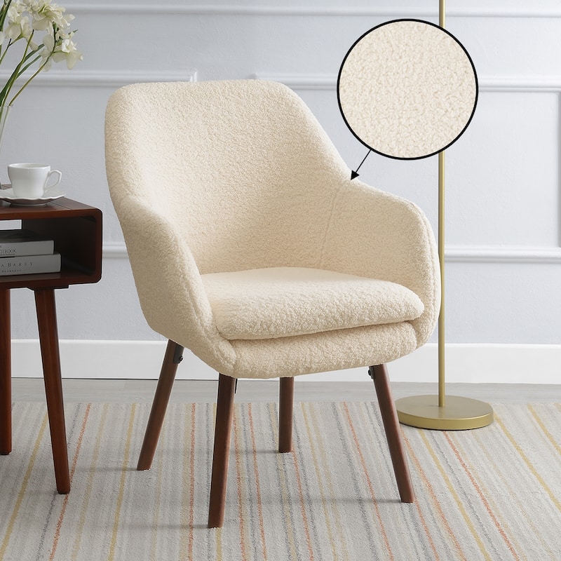 Convenience Concepts Take a Seat Charlotte Wingback Sherpa Accent Armchair - Sherpa Creme/Coffee Bean