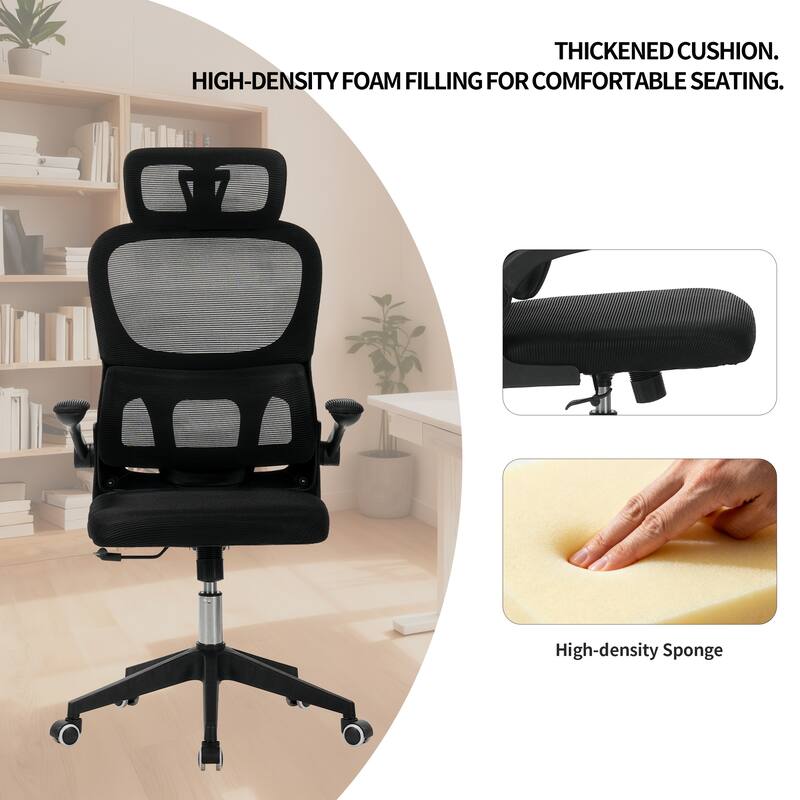 High Back Ergonomic Office Chair with Wheels, Tilt Function, 3D Headrest, Lumbar Support, Swivel Rolling Computer Chair