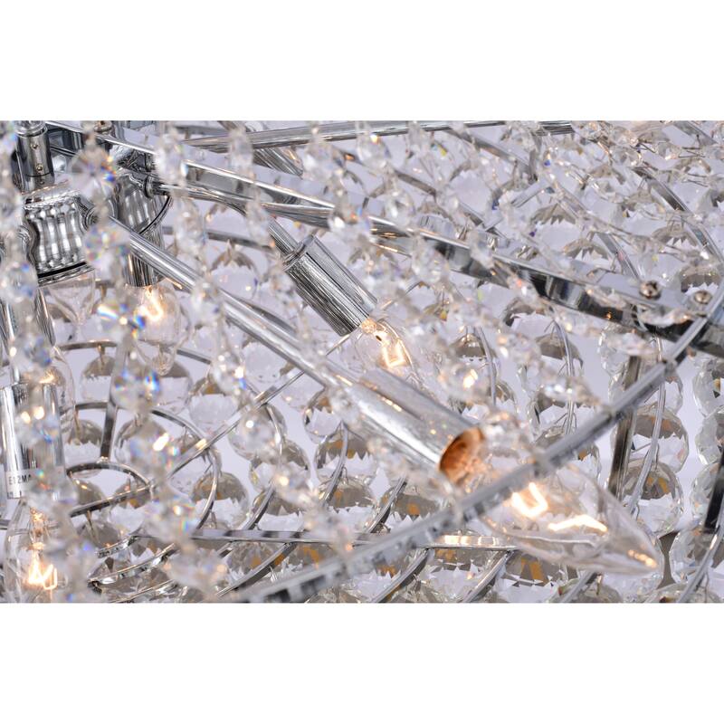 32-Light Chrome Chandelier With Clear Crystal Accents