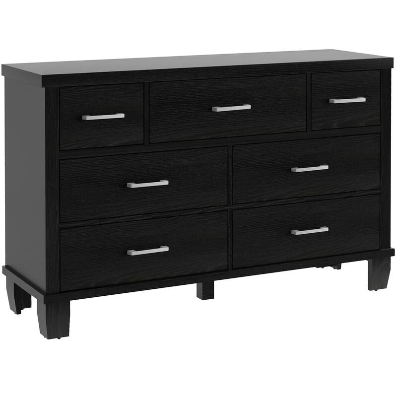51" Wide Wooden Dresser Organizer with 7 Drawers - Black