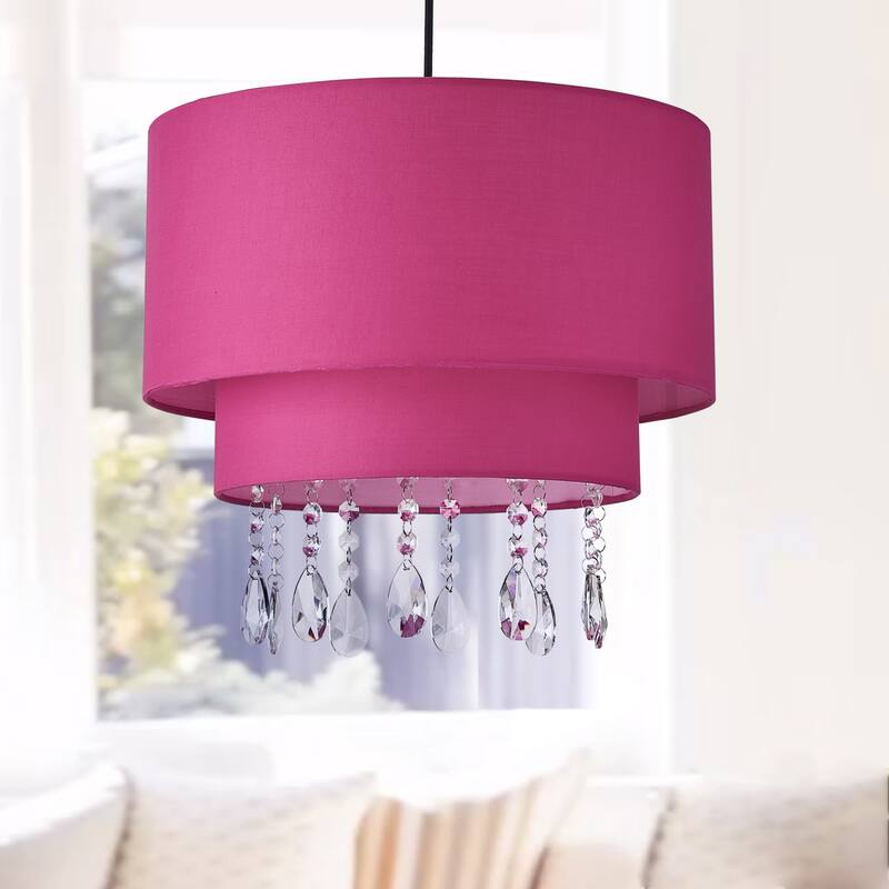15 inch 3 lights pink cloth with crystal decoration 15 inch pendant