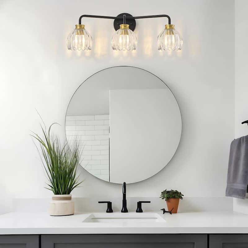 Starsky 3-Light Tulip Modern Dimmable Glass Bathroom Vanity Light