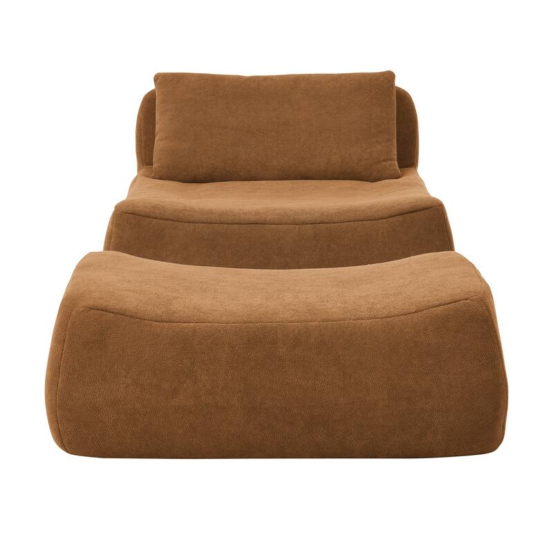 Chenille Bean Bag Chair with Ottoman Waist Pillow and Large Memory Foam Lounger for Adults