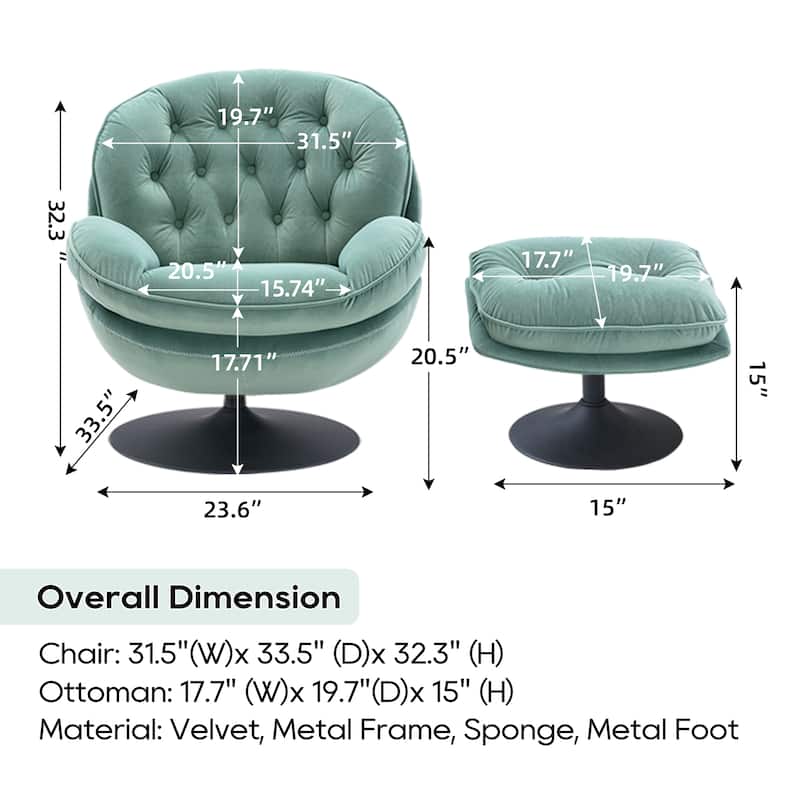 Swivel Leisure Lounge Chair - 33.46 x 31.5 x 32.28