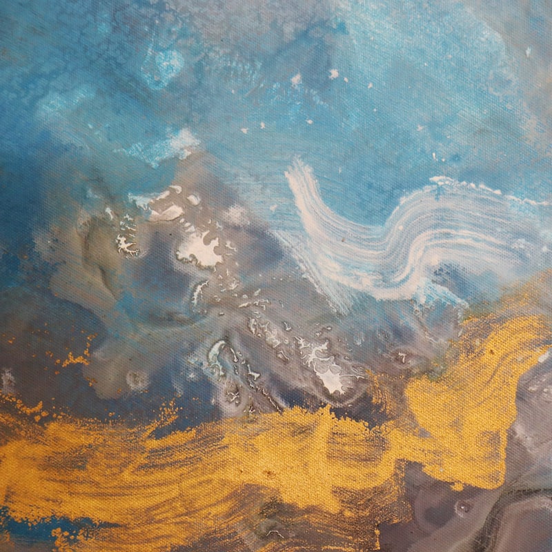 Pasargad Home Cerulean — Hand-Painted Blue Abstract Oil Painting on Canvas