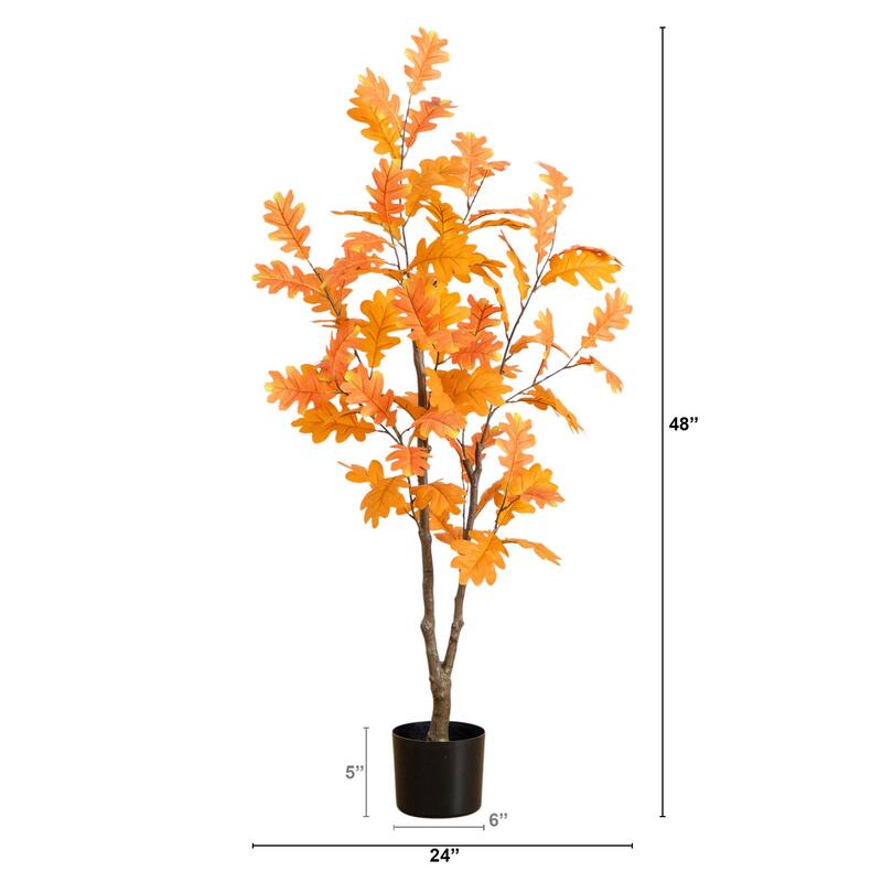 Autumn Oak Artificial Potted Tree - 4'