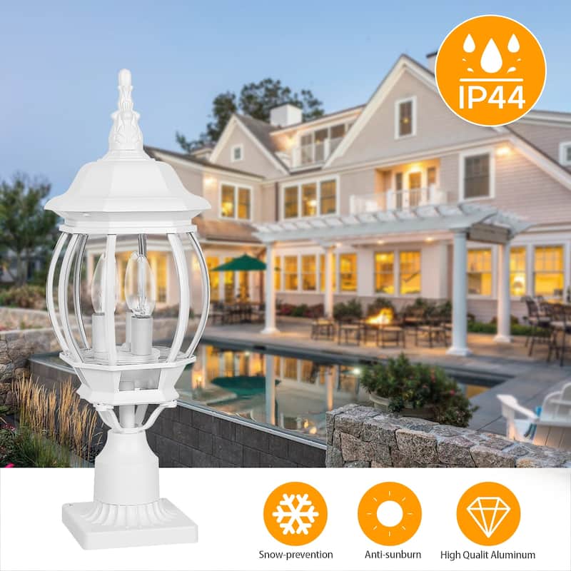 Antique Outdoor Post Light Fixture with Clear Seeded Glass (2 Pack)