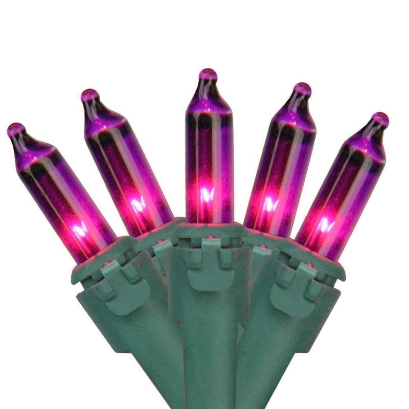 50-Count Purple Mini Christmas Light Set - Green Wire - String Lights