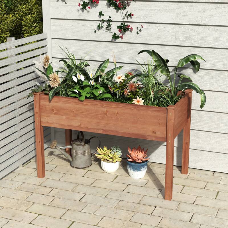 48x24x30 inch Raised Garden Bed with Legs,Elevated Wooden Planter Box for Outdoor Plants Flowers Fruits Vegetable Herb Growing