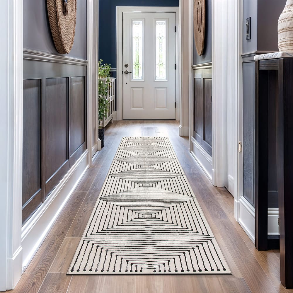 World Rug Gallery Bohemian Stripes Washable Non-Slip Area Rug