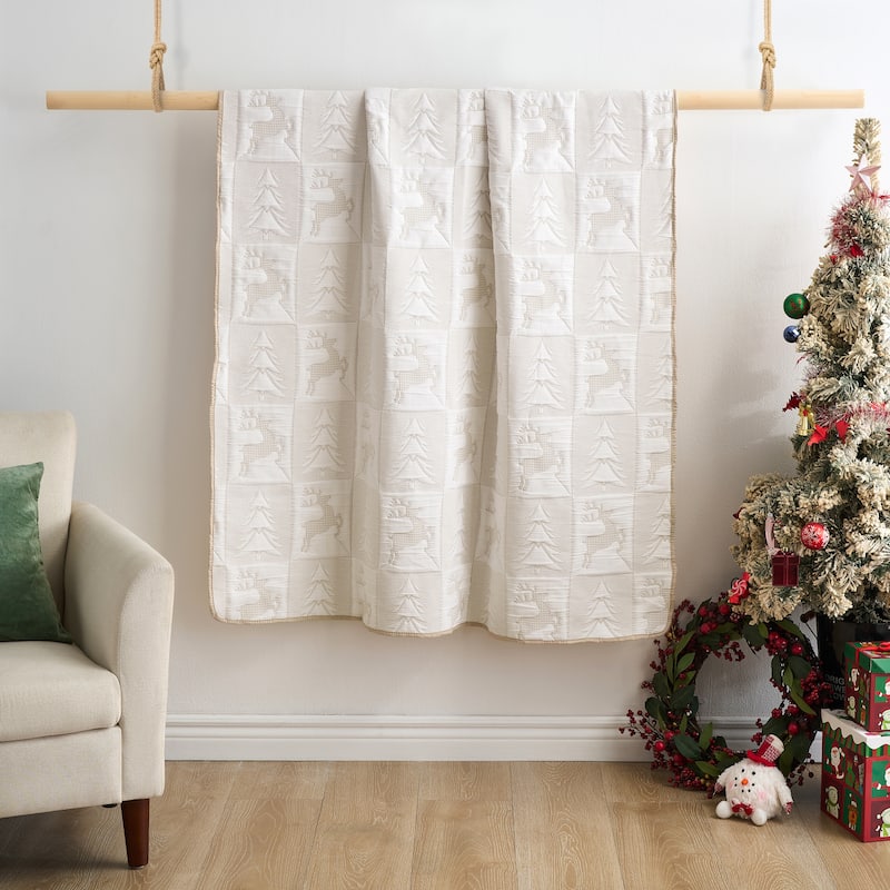 Novelty Holiday Matelasse Style Reversible Throw Blanket