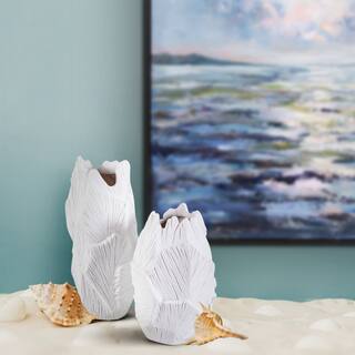 Allan Andrews Matte White Abstract Tree Bark Textured Vase