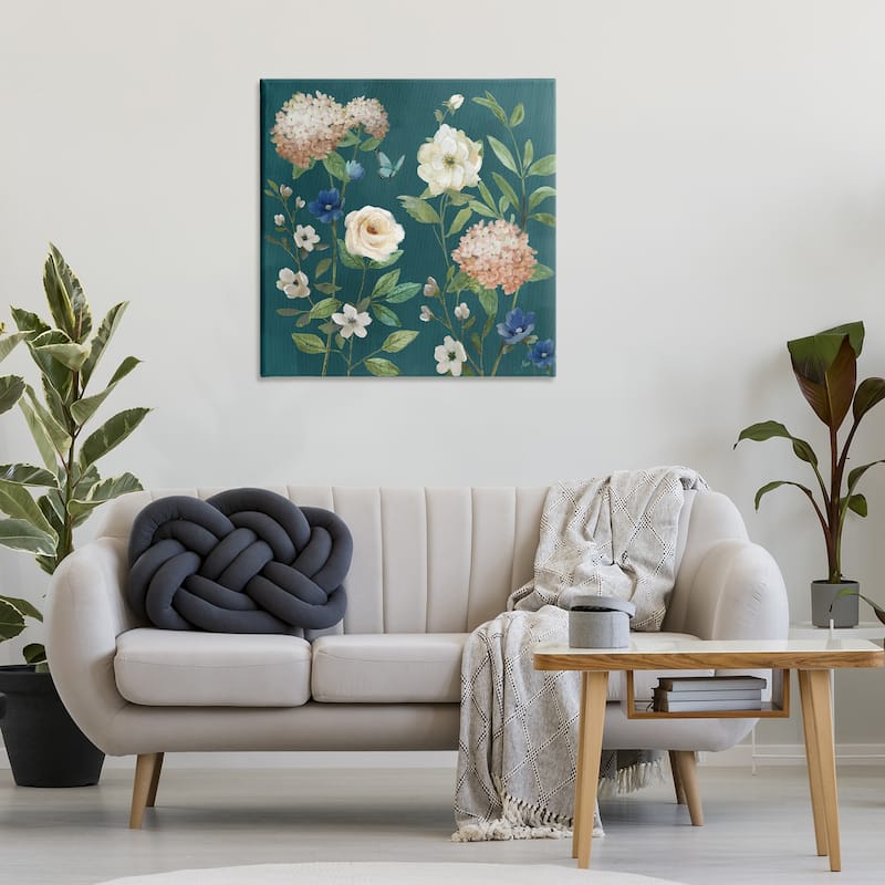 Stupell Bright Garden Blooms on Green Canvas Wall Art Design By Nan