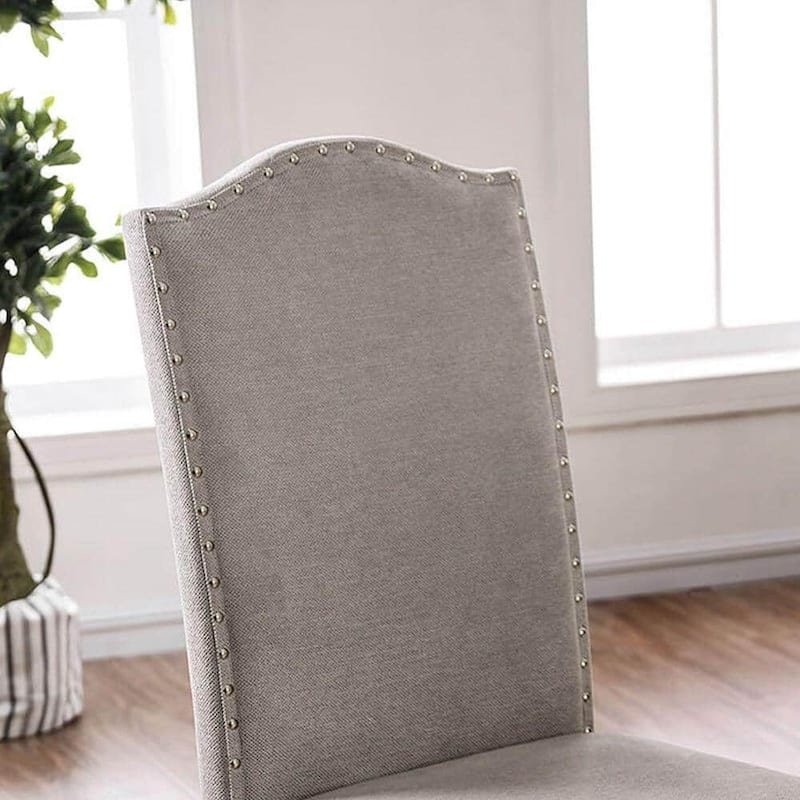 Farmhouse Gray Finish Camel Back Design Side Chairs Set