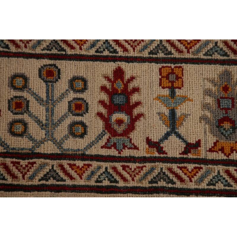 Geometric Kazak Area Rug Handmade Oriental Wool Carpet - 6'8" x 9'11"