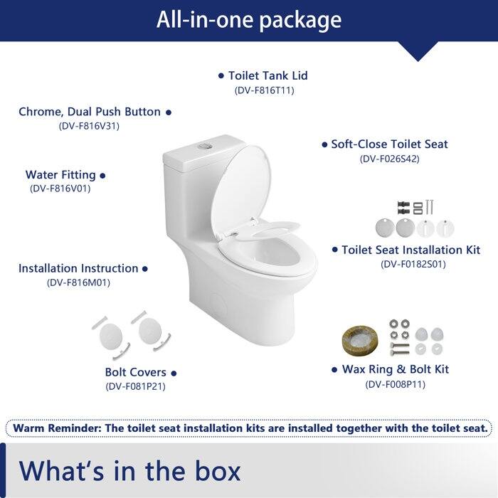 DeerValley Elongated One Piece Toilet with Potty Training Seat Dual Power Flush Toilet 1.1/1.6 GPF - N/A