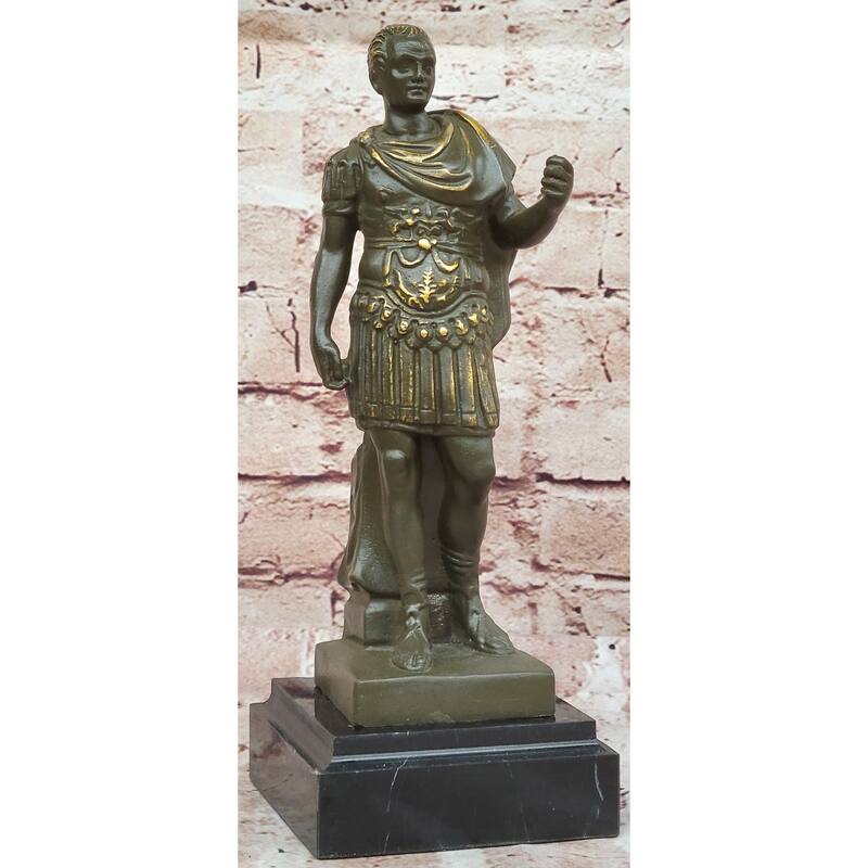 Bronze Roman Emperor Sculpture On Marble Base By Aldo Vitaleh