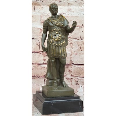 Bronze Roman Emperor Sculpture On Marble Base By Aldo Vitaleh