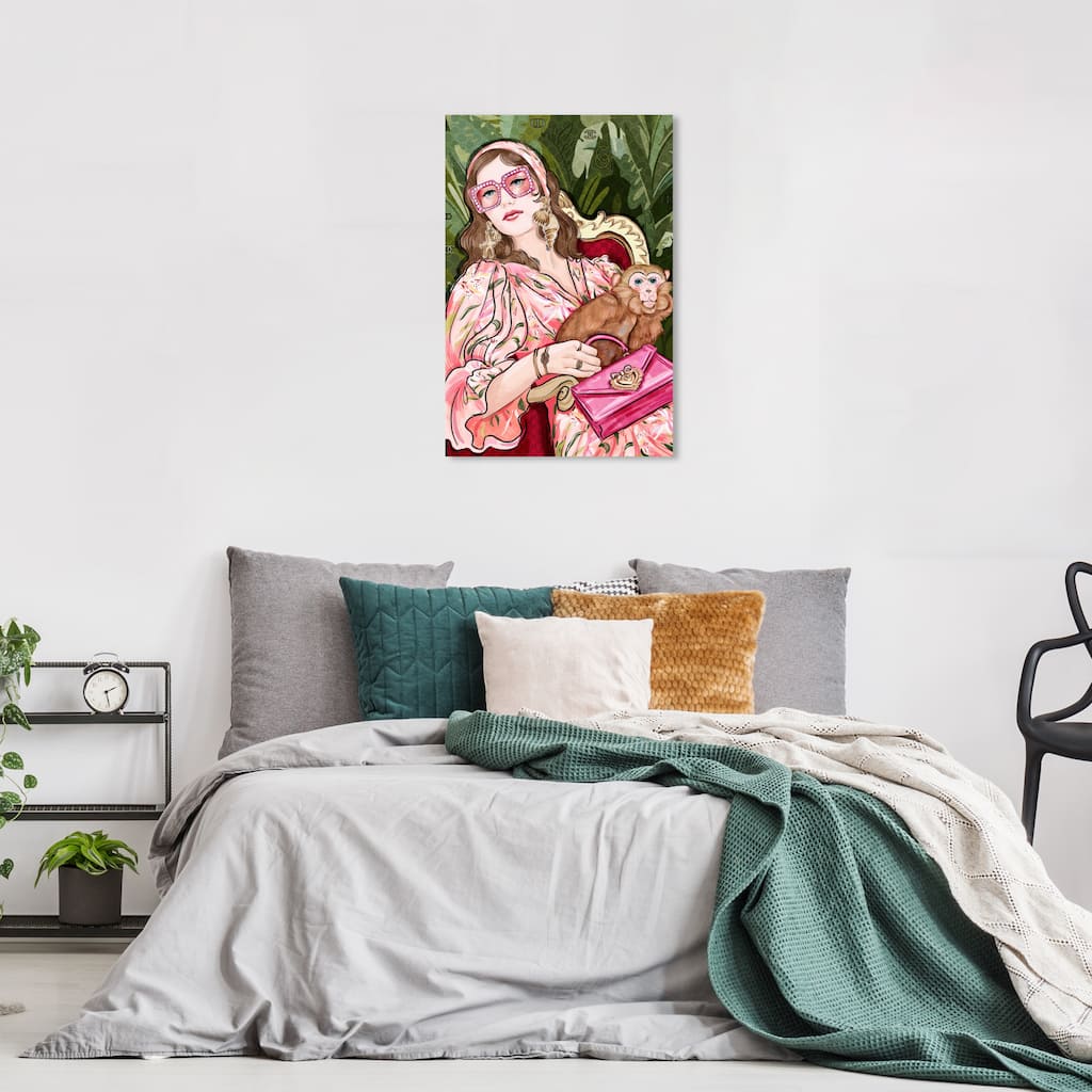 Wynwood Studio Canvas Fashion and Glam Monkey Glam Pink and Glam Wall Art Canvas Print