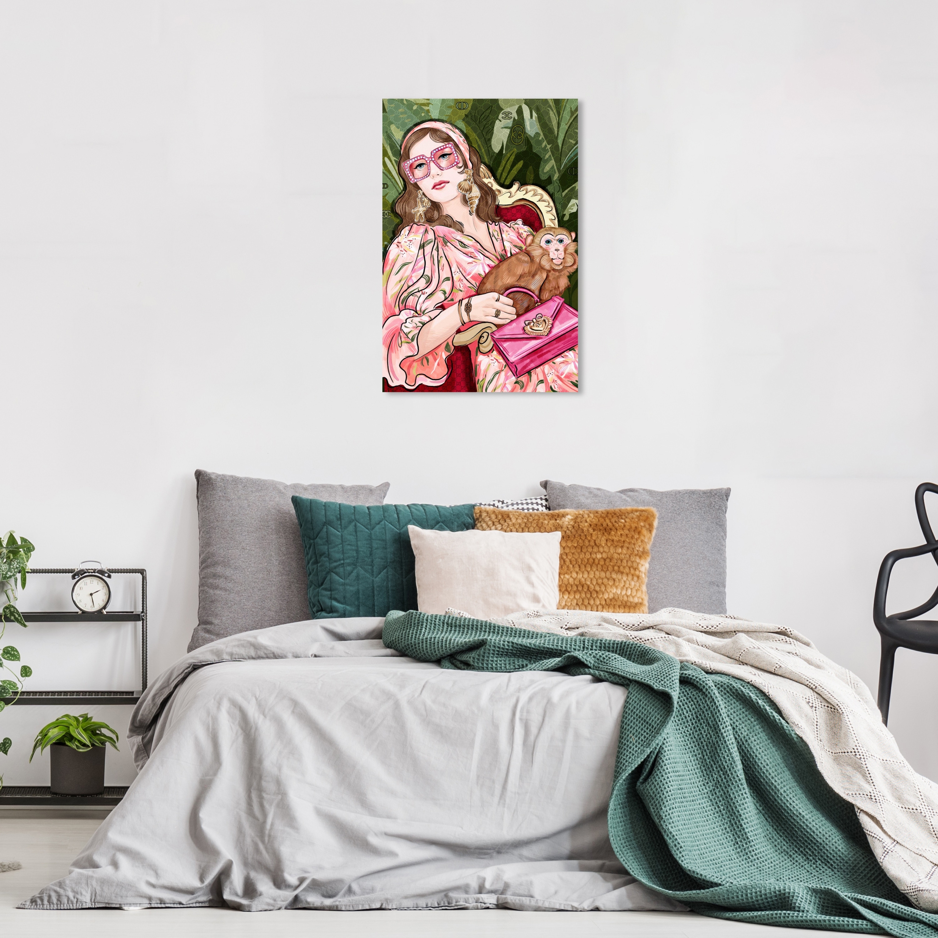 Wynwood Studio Canvas Fashion and Glam Monkey Glam Pink and Glam Wall Art Canvas Print