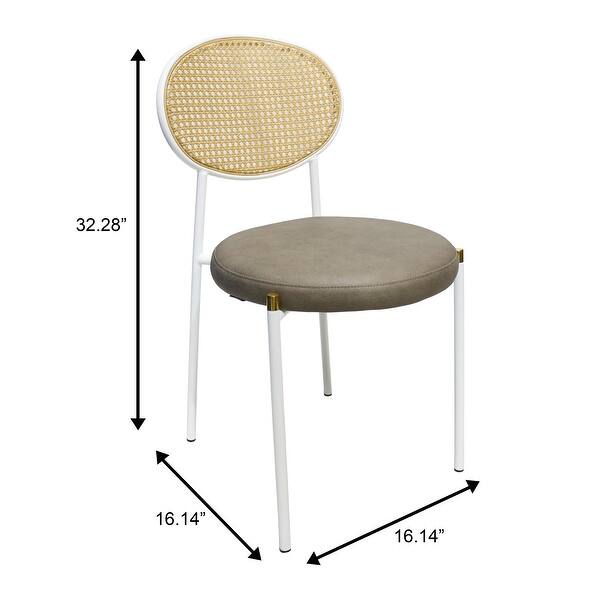 dimension image slide 1 of 5, Leisuremod Euston Modern Dining Chair Upholstered Velvet or Leather Seat Wicker Back Accent Chair for Home Living Room & Kitchen