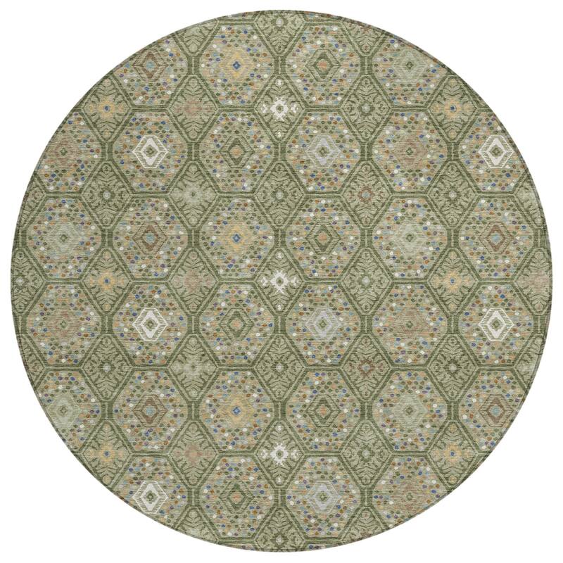 Machine Washable Indoor/ Outdoor Modern Hexi Chantille Rug