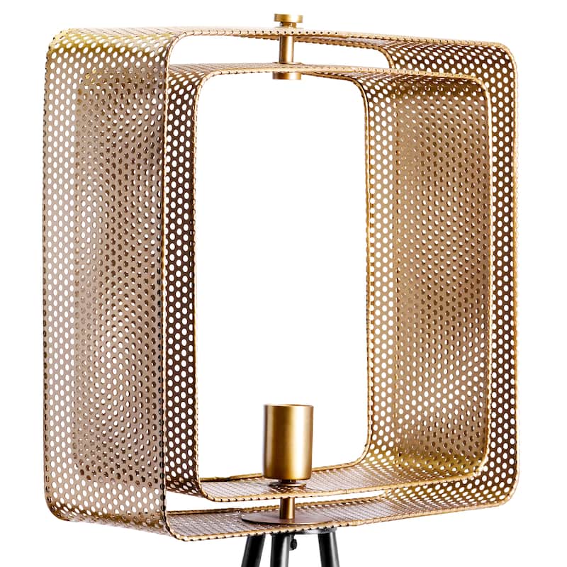 Tate River of Goods Black Metal and Gold Square Shade 60-Inch Floor Lamp - 16.25" x 6" x 60"
