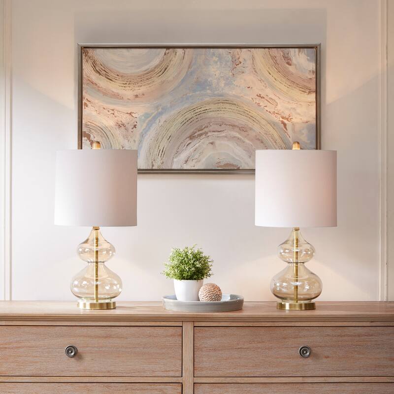 Ellipse Curved Gourd Glass Table Lamp, Set of 2