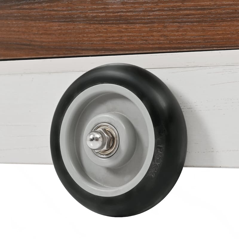 Farmhouse Kitchen Island with Drop Leaf, Power Outlet, Kitchen Storage Cart with 2 Doors, 2 Drawers