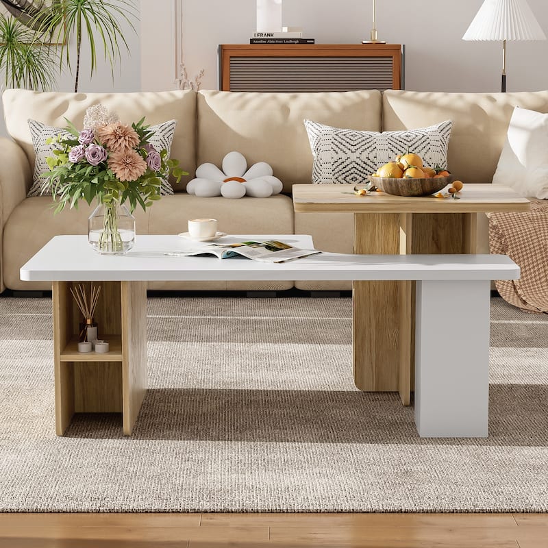 Farmhouse Set of 2 Nesting Coffee Tables - White