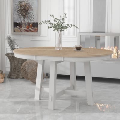Farmhouse Round Extendable Dining Table