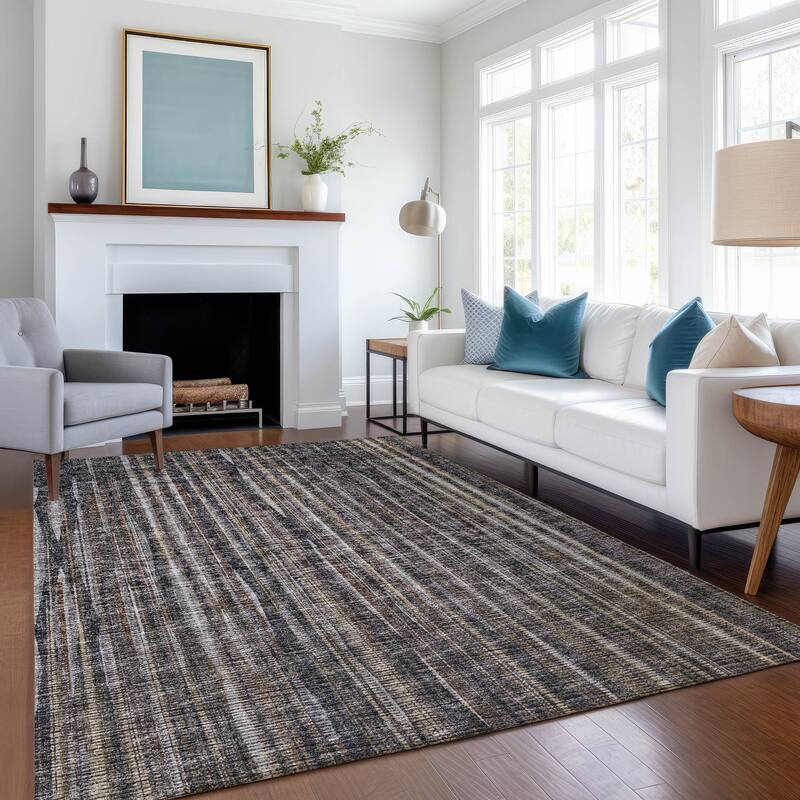 Premium Washable Super Soft Modern Stripes Mayfield Rug - Brown - 10' x 14' - Rectangle