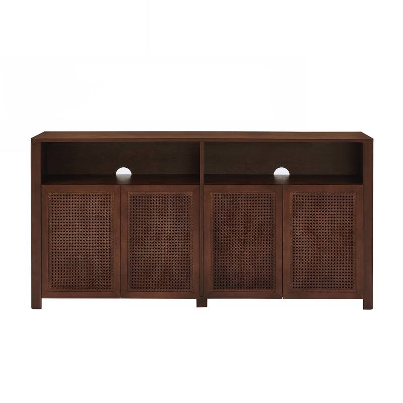 Mid Century Modern Rattan Sideboard Buffet Cabinet with Storage