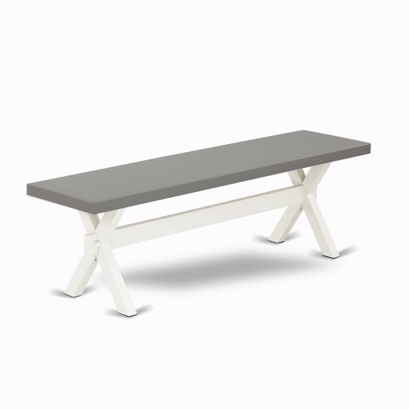 East West Furniture Dining Table Set- a Wooden Table and White Faux Leather Upholstered Chairs, Linen White(Pieces Options)