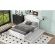 preview thumbnail 6 of 14, White Full Size Platform Bed wFlower Shape Headboard for Kids Teens, Wood Bed Frame wTrundle, Slat Support, No Box Spring Need