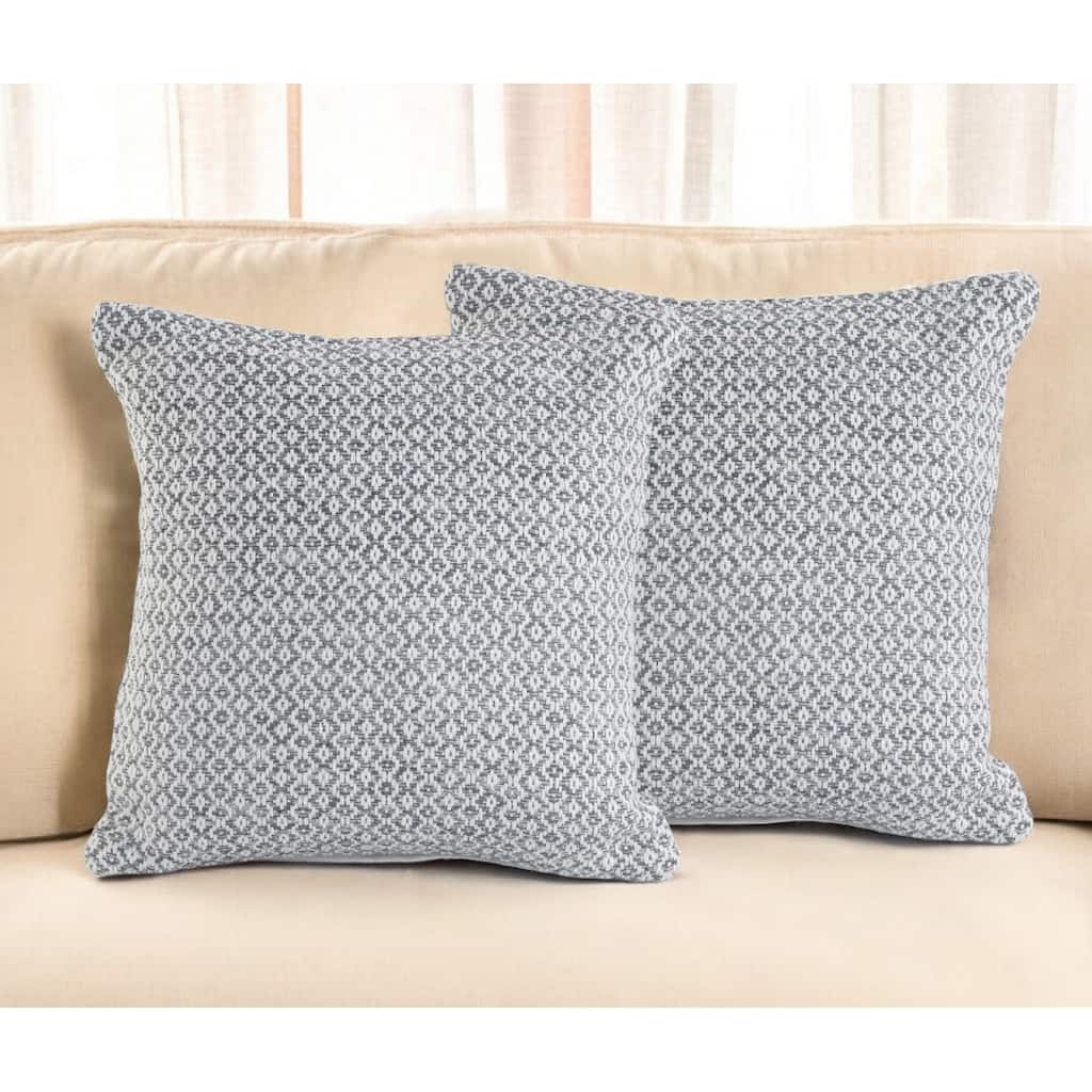 Set of Two Gray Chevron Cotton Throw Pillow
