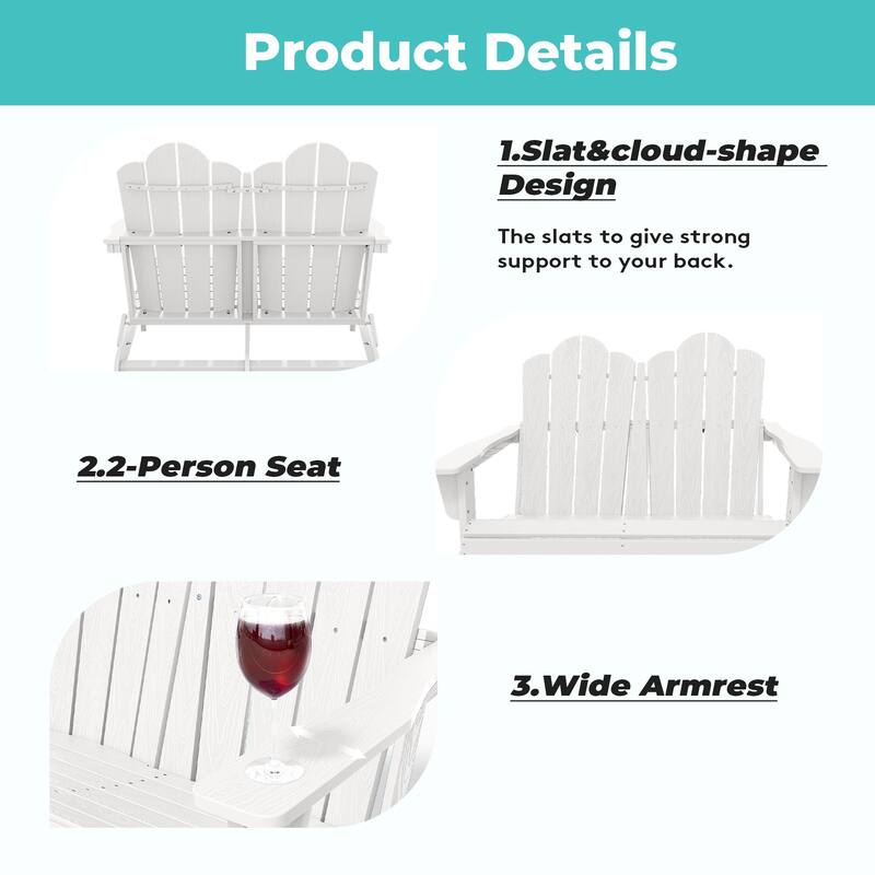 Outdoor HDPE Foldable Patio Loveseat