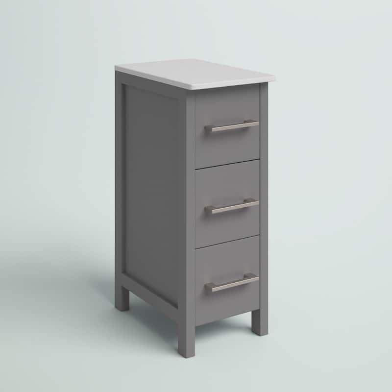 Vanity Art 12" Narrow Bathroom Side Storage Cabinet with Engineered Marble Top - 11.8 W x 18.5 D x 29.1 H
